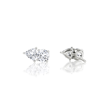 Toi et Moi Stud in 18K White Gold — back view