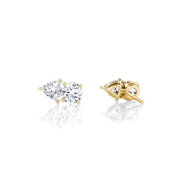 Toi et Moi Stud in 18K Yellow Gold — back view