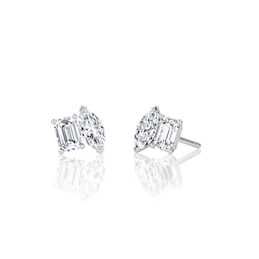 Toi et Moi Stud in 18K White Gold — three quarter view