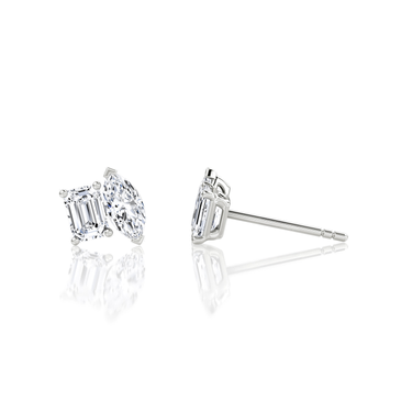 Toi et Moi Stud in 18K White Gold — side view