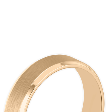 Just Brilliant brushed bevel band, 18K Rose Gold, detail view, white background with natural shadow