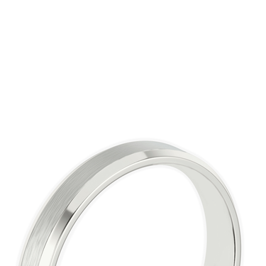 Just Brilliant brushed bevel band, 18K White Gold, detail view, white background with natural shadow