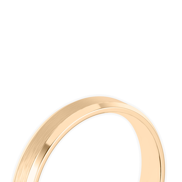 Just Brilliant brushed bevel band, 18K Rose Gold, detail view, white background with natural shadow