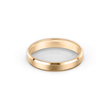 Just Brilliant brushed bevel band, 18K Rose Gold, flat view, white background with natural shadow