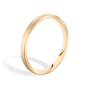 Just Brilliant 2mm Brushed Flat Wedding Band in 18K Rose Gold, upright view