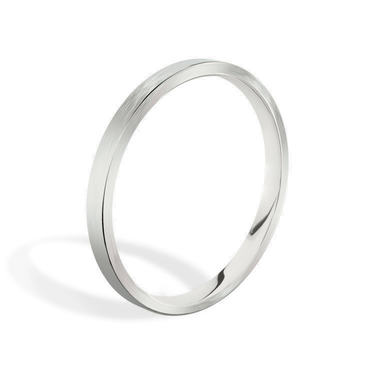 Just Brilliant 2mm Brushed Flat Wedding Band in 18K White Gold, upright view