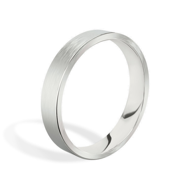 Just Brilliant 4mm Brushed Flat Wedding Band in 18K White Gold, upright view