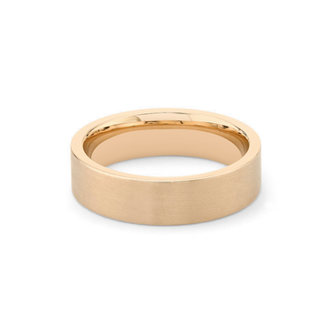 Just Brilliant 6mm Brushed Flat Wedding Band in 18K Rose Gold, front view