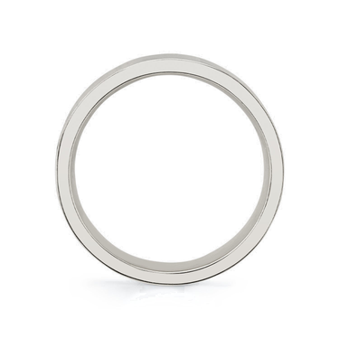 Just Brilliant 6mm Brushed Flat Wedding Band in 18K White Gold, profile view
