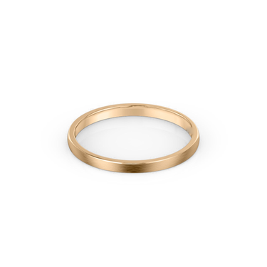 Just Brilliant 2mm Brushed Round Wedding Band in 18K Rose Gold, front view