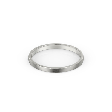 Just Brilliant 2mm Brushed Round Wedding Band in 18K White Gold, front view