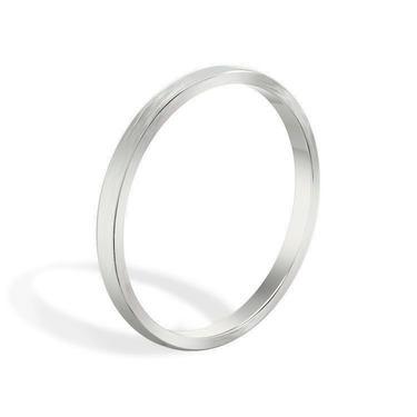 Just Brilliant 2mm Brushed Round Wedding Band in 18K White Gold, upright view