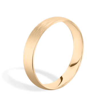 Just Brilliant 4mm Brushed Round Wedding Band in 18K Rose Gold, upright view