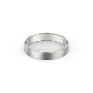 Just Brilliant 4mm Brushed Round Wedding Band in 18K White Gold, front view