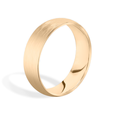 Just Brilliant 6mm Brushed Round Wedding Band in 18K Rose Gold, upright view