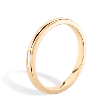 Just Brilliant 1.5mm Classic Round Wedding Band in 18K Rose Gold, upright view