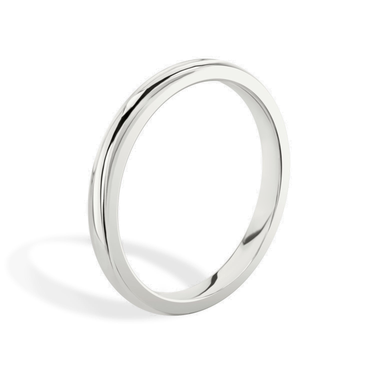 Just Brilliant 1.5mm Classic Round Wedding Band in 18K White Gold, upright view