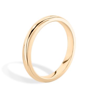 Just Brilliant 3mm Classic Round Wedding Band in 18K Rose Gold, upright view