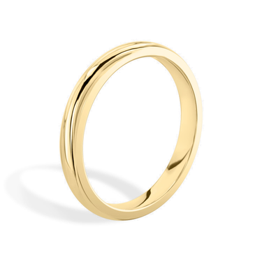 Just Brilliant 3mm Classic Round Wedding Band in 18K Yellow Gold, upright view