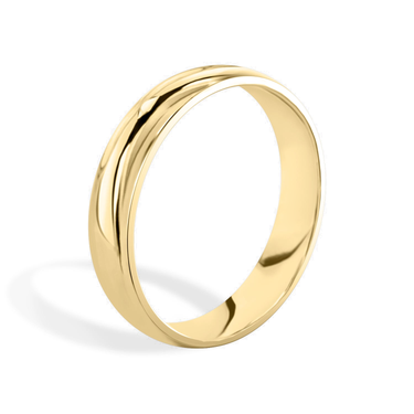 Just Brilliant 4.5mm Classic Round Wedding Band in 18K Yellow Gold, upright view