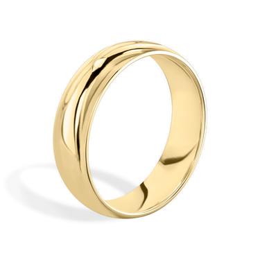 Just Brilliant 6mm Classic Round Wedding Band in 18K Yellow Gold, upright view