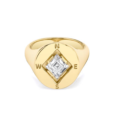 Just Brilliant Compass Ring in 18K Yellow Gold, front view.