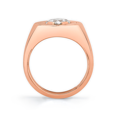 Just Brilliant Compass Ring in 18K Rose Gold, profile view.