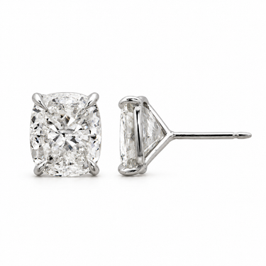 Coussin de Lumière Diamond Stud Earrings in 18K white gold by Just Brilliant — Front and side view