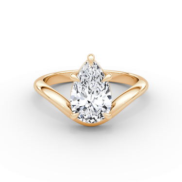 Curve Diamond Ring — Plain Pear in 18K Rose Gold — front view; small dark JB and diamond engraving