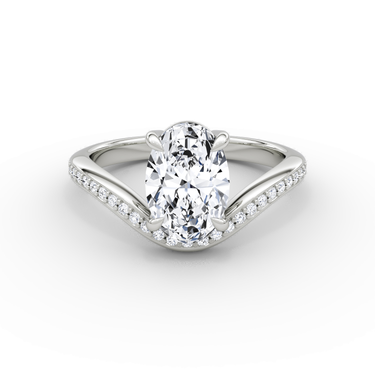 Just Brilliant Curve Solitaire Diamond Ring, Pavé / Oval / Other, 18K White Gold, front view