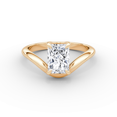 Curve Diamond Ring — Plain Radiant in 18K Rose Gold — front view; small dark JB and diamond engraving
