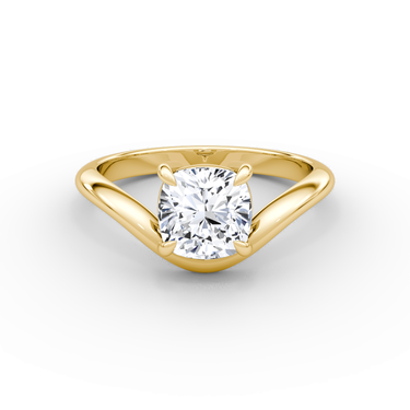 Just Brilliant Curve Solitaire Diamond Ring, Plain / Cushion / Other, 18K Yellow Gold, front view