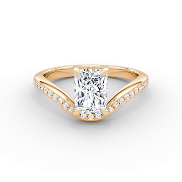 Just Brilliant Curve Solitaire Diamond Ring, Pavé / Radiant / Other, 18K Rose Gold, front view