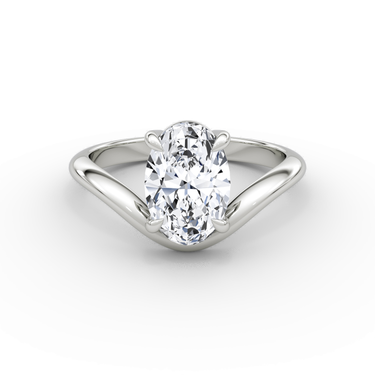 Just Brilliant Curve Solitaire Diamond Ring, Plain / Oval / Other, 18K White Gold, front view