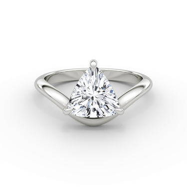 Just Brilliant Curve Solitaire Diamond Ring, Plain / Trillion / Other, 18K White Gold, front view