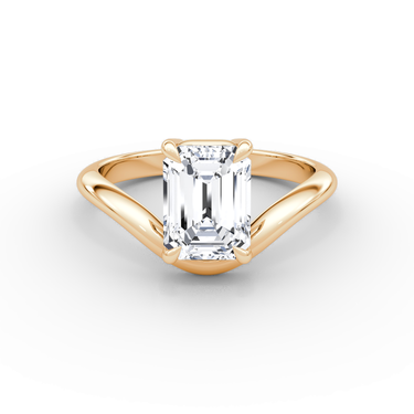 Just Brilliant Curve Solitaire Diamond Ring, Plain / Emerald / Other, 18K Rose Gold, front view