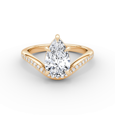Just Brilliant Curve Solitaire Diamond Ring, Pavé / Pear / Other, 18K Rose Gold, front view