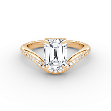 Just Brilliant Curve Solitaire Diamond Ring, Pavé / Emerald / Other, 18K Rose Gold, front view