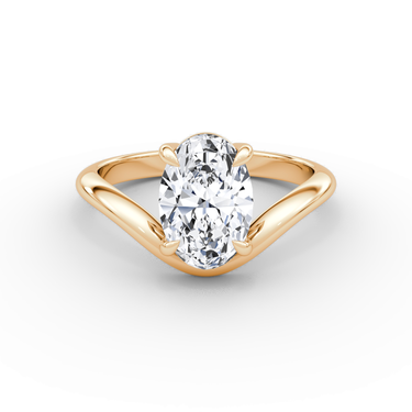 Just Brilliant Curve Solitaire Diamond Ring, Plain / Oval / Other, 18K Rose Gold, front view