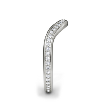 Just Brilliant Curve Band, 18K White Gold, side view on white with natural shadow
