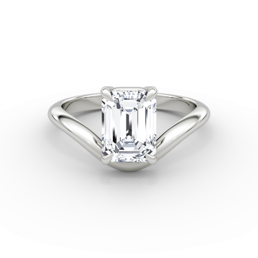 Just Brilliant Curve Solitaire Diamond Ring, Plain / Emerald / Other, 18K White Gold, front view