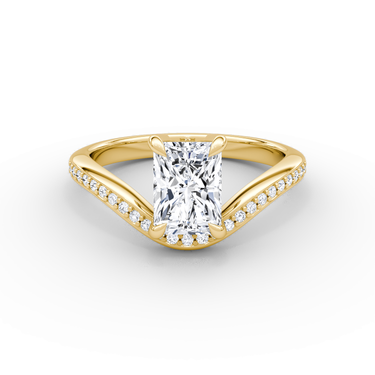 Just Brilliant Curve Solitaire Diamond Ring, Pavé / Radiant / Other, 18K Yellow Gold, front view