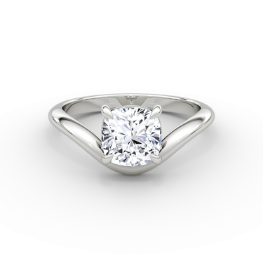 Just Brilliant Curve Solitaire Diamond Ring, Plain / Cushion / Other, 18K White Gold, front view
