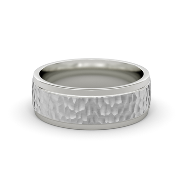Just Brilliant Hammered Band in 18K White Gold, front