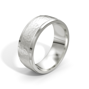 Just Brilliant Hammered Band in 18K White Gold, upright