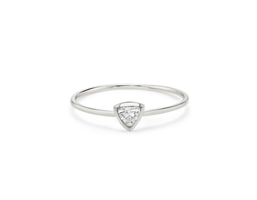 Just Brilliant Diamond Bezel Ring, trillion, 18K White Gold, front view