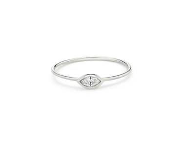 Just Brilliant Diamond Bezel Ring, marquise, 18K White Gold, front view