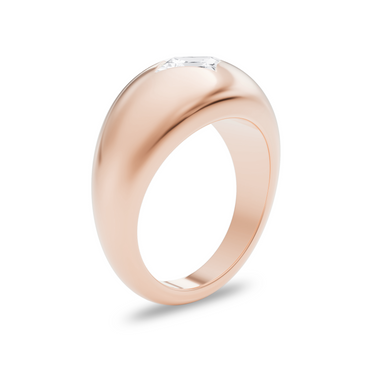 Just Brilliant Dome Band in 18K Rose Gold, upright view.
