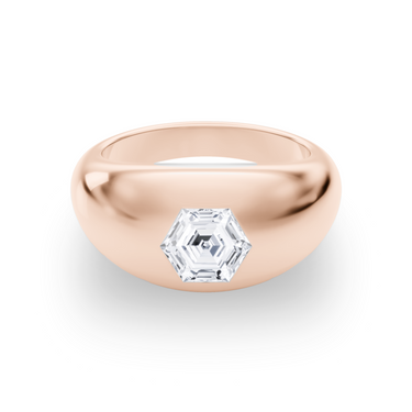 Just Brilliant Dome Band in 18K Rose Gold, front view.