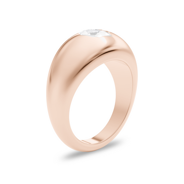 Just Brilliant Dome Band in 18K Rose Gold, upright view.